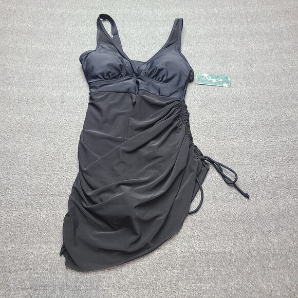 Blooming Jelly One Piece Swimsuit Womens Small Black Adjustable Strap Lined - Picture 1 of 9